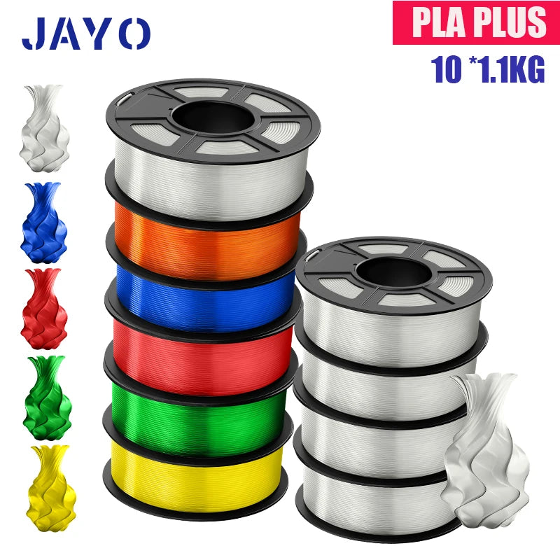 JAYO PLA Plus Filament 1.75mm 10 Rolls Set Non Toxic 3D Printing Refills Smooth No Bubbles Multiple Colors Optional