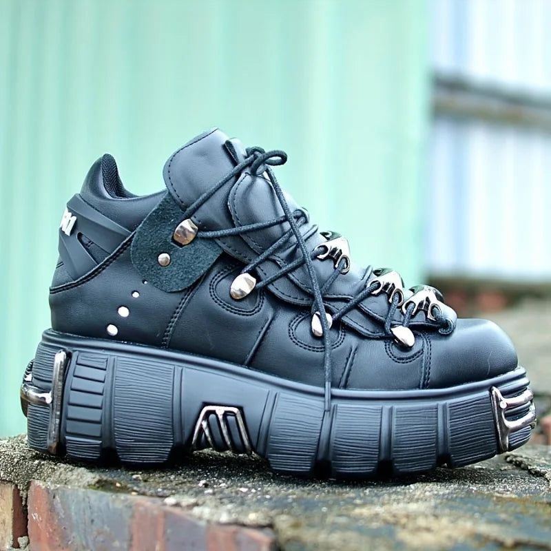 Women Platform Sneakers Metal Decoration Gothic Punk Style