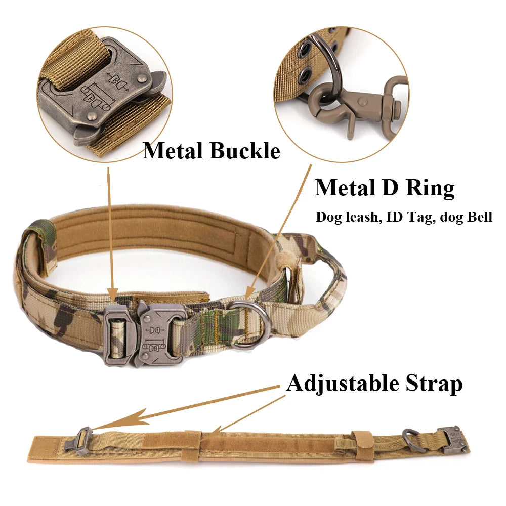 Dog Harness Leash Collar Patches Set for Medium Large Dogs Adjustable Tactical Pet Vest for Training and Walking