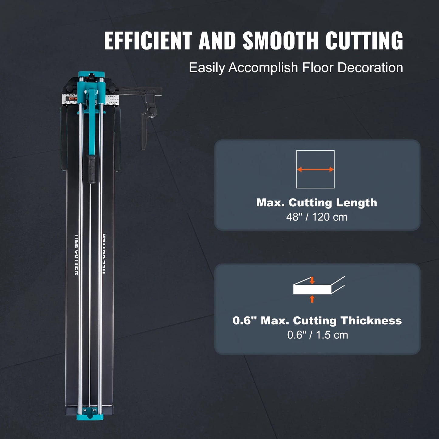 VEVOR Manual Tile Cutter 48 Inch Porcelain Ceramic Tile Cutter with Tungsten Carbide Cutting Wheel Infrared Positioning Anti Skid