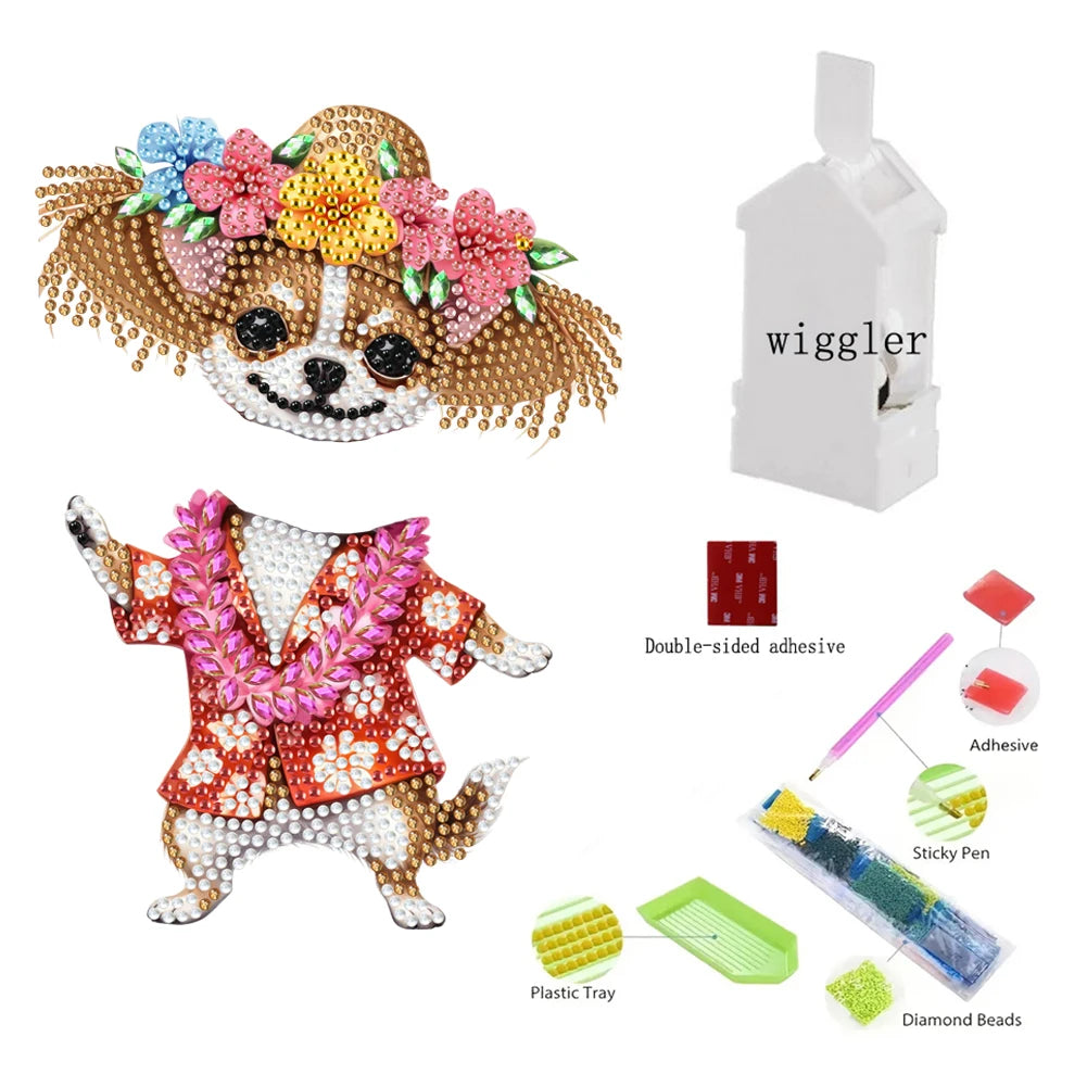 5D DIY Acrylic Animal Tabletop Ornament Diamond Painting Shake Head Cat Decoration
