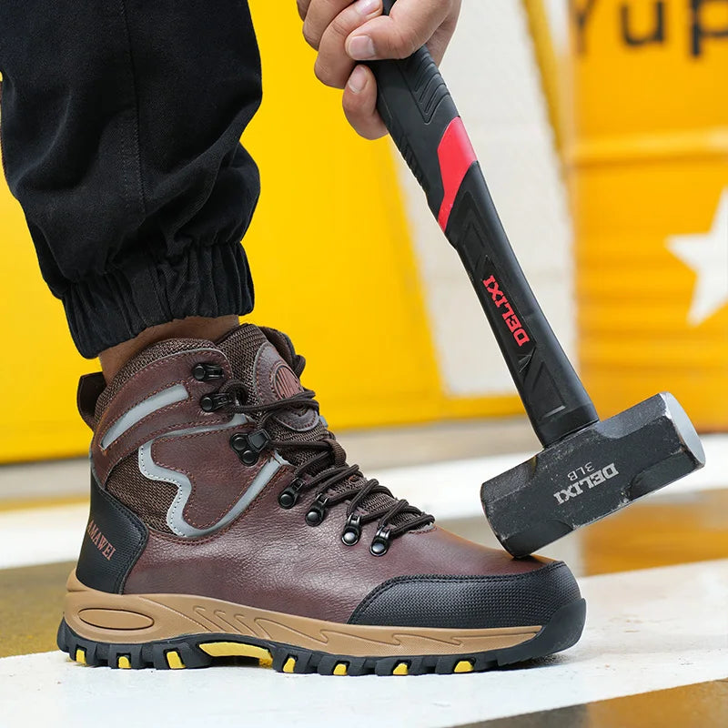 Widen Safety Boots Men Work Steel Toe Climbing Protective Shoes