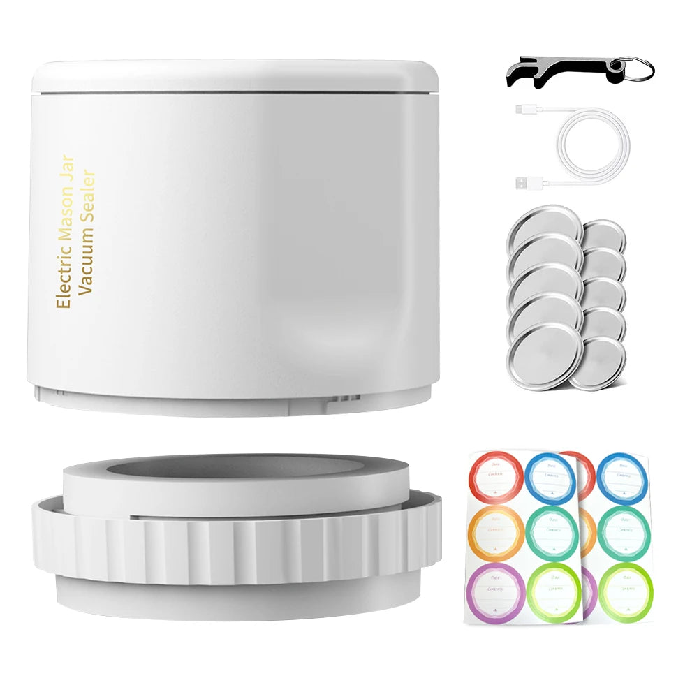 New Automatic Mason Jar Vacuum Sealer Kit Electric Cordless Vacuum Sealing Machine for Wide Mouth Jars