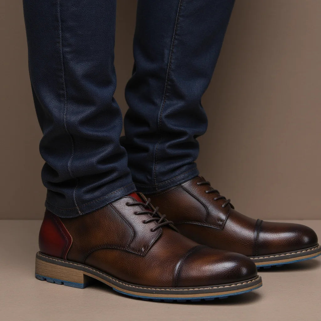 Retro Men Derby Shoes Casual Fashion Leather Shoes