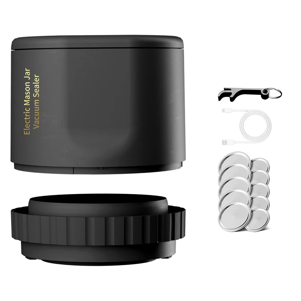 New Automatic Mason Jar Vacuum Sealer Kit Electric Cordless Vacuum Sealing Machine for Wide Mouth Jars