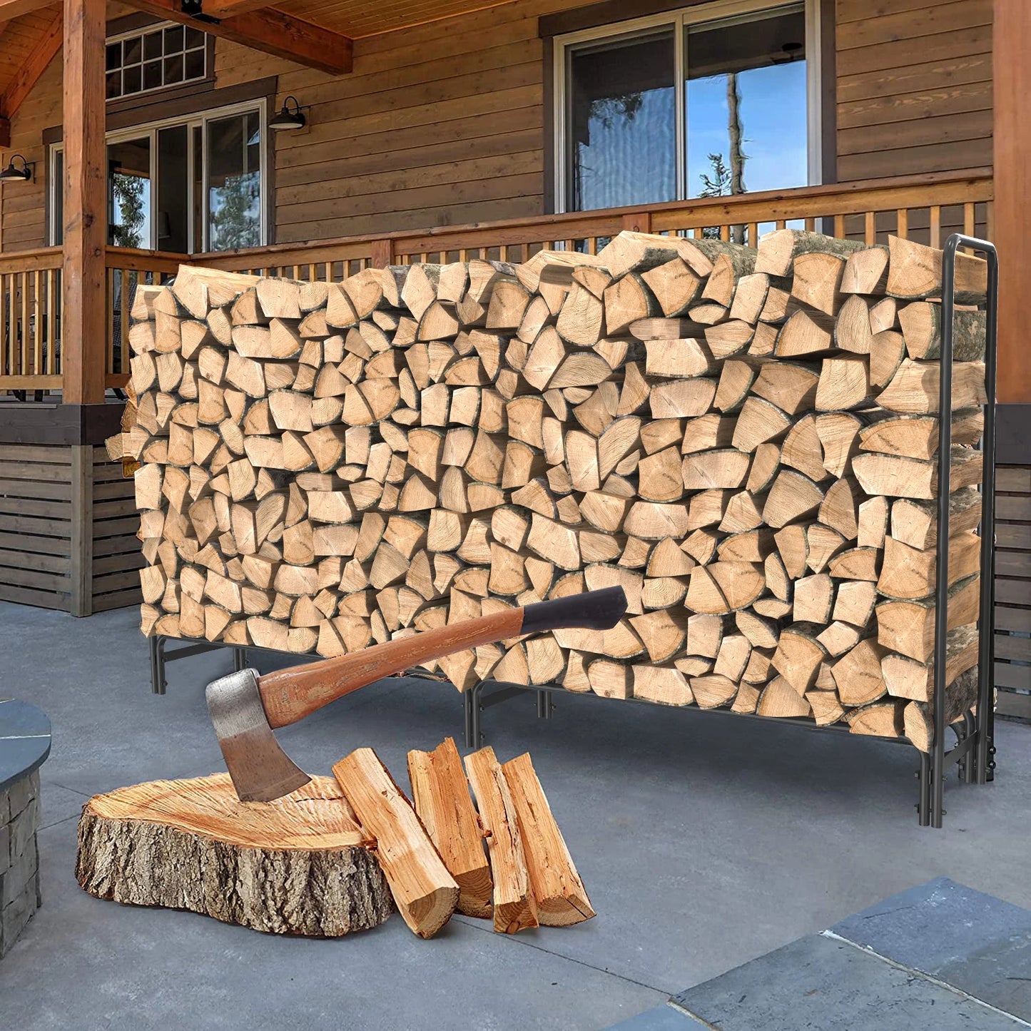 Outdoor Fire Wood Log Rack for Fireplace Heavy Duty