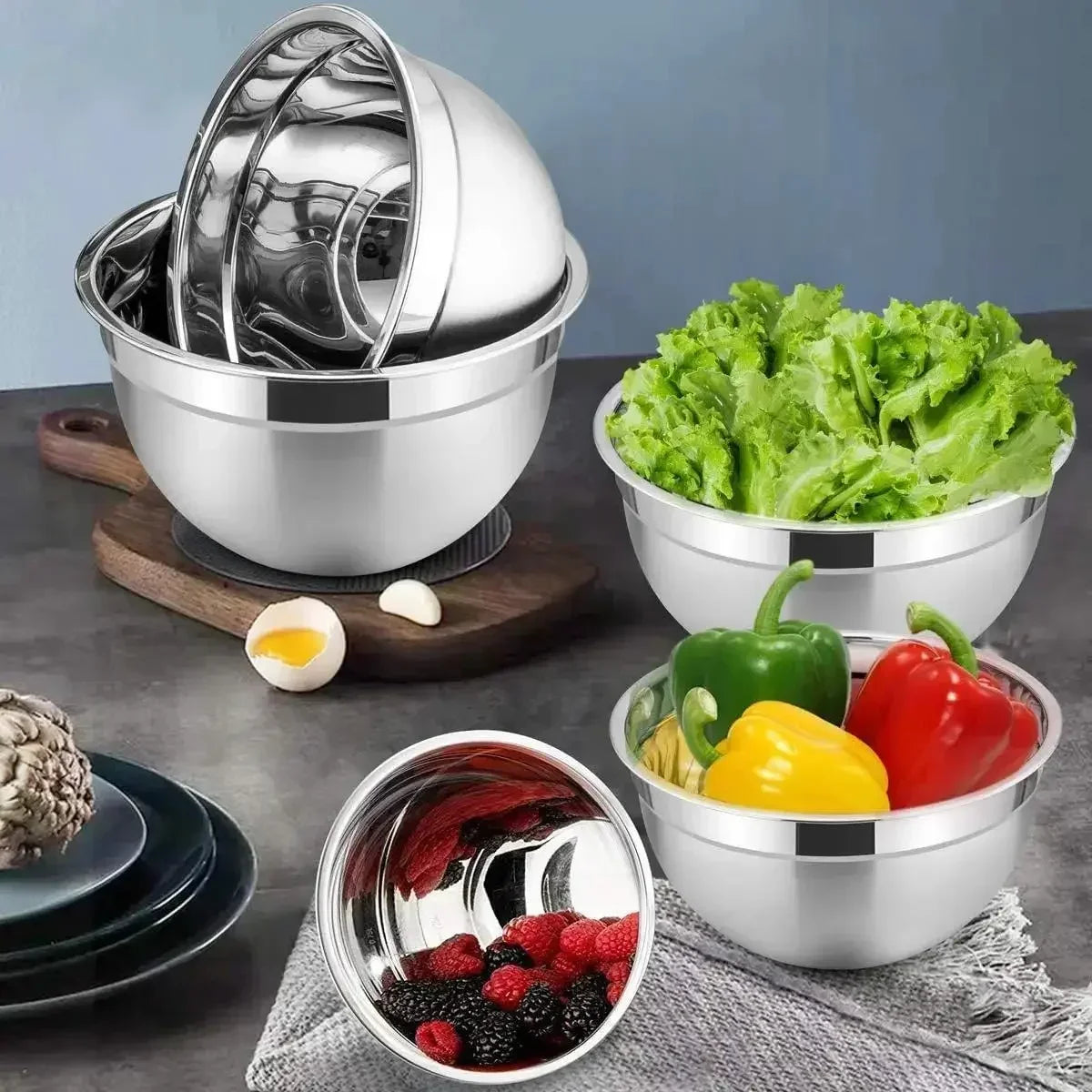 5-Piece Stainless Steel Nesting Mixing Bowl Set for Baking