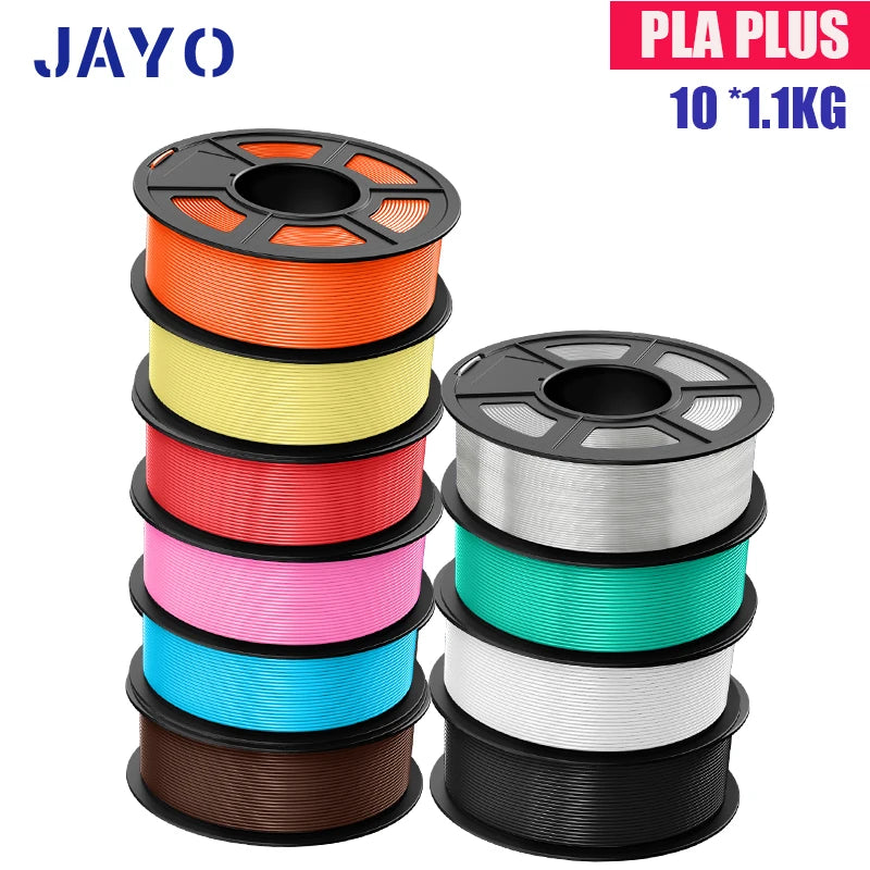 JAYO PLA Plus Filament 1.75mm 10 Rolls Set Non Toxic 3D Printing Refills Smooth No Bubbles Multiple Colors Optional