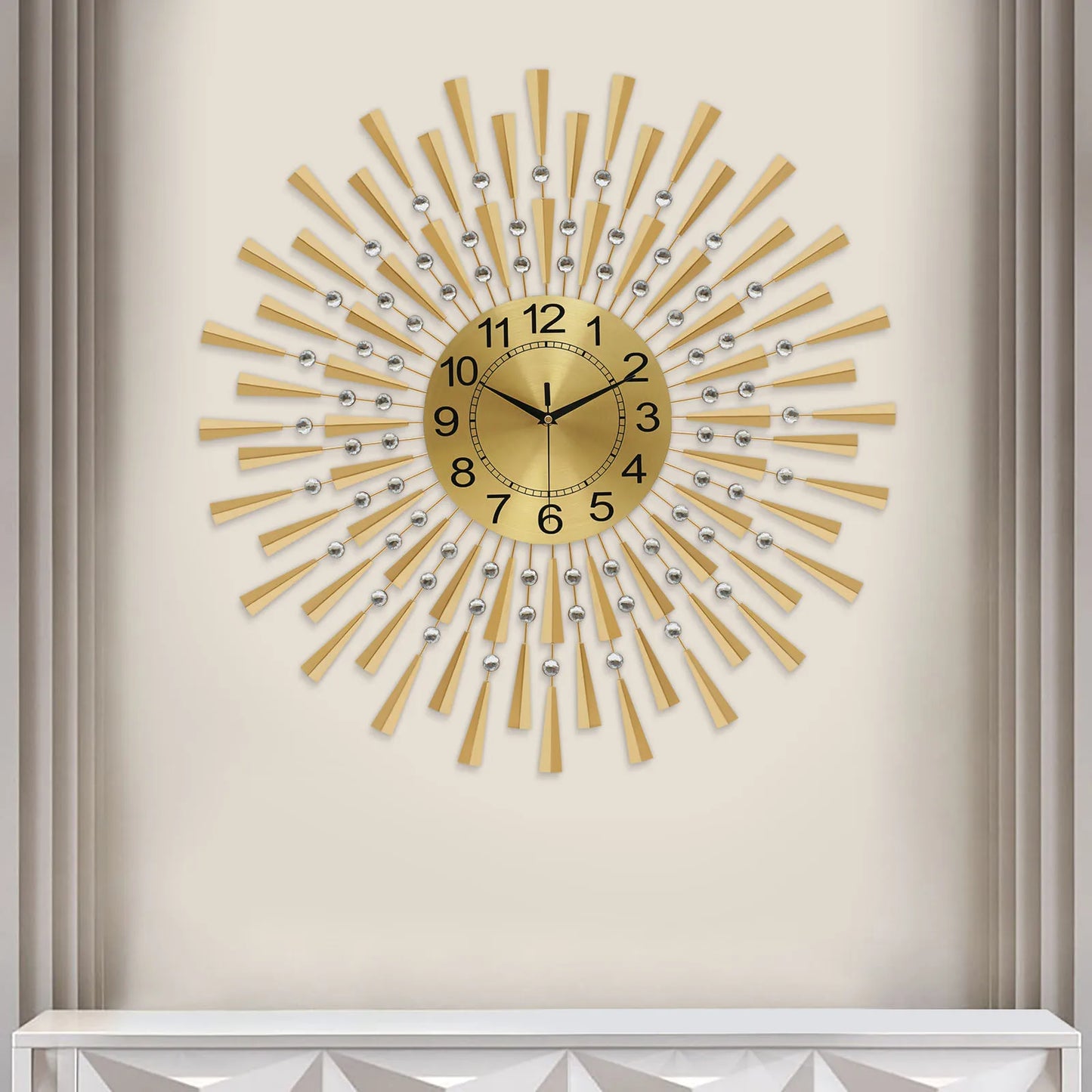 Hign-concerned Modern Gold Silent Wall Clock for Living Room