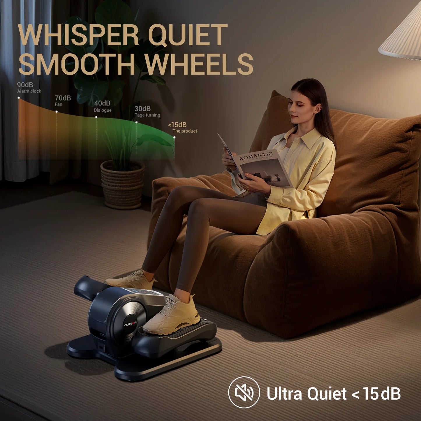 Exerciser Compact Under Desk Elliptical With Remote 12 Speed