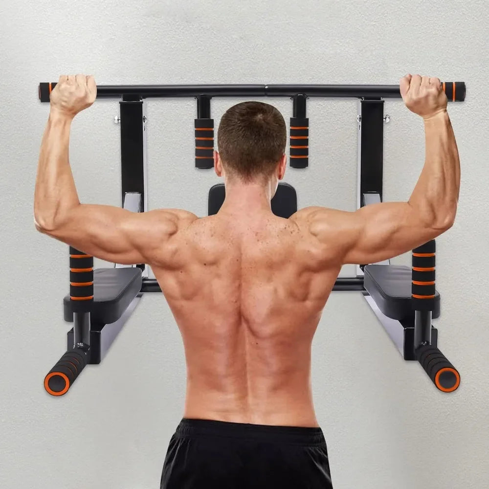 Multi Grip Wall Mount Pull Up Bar and Dip Station