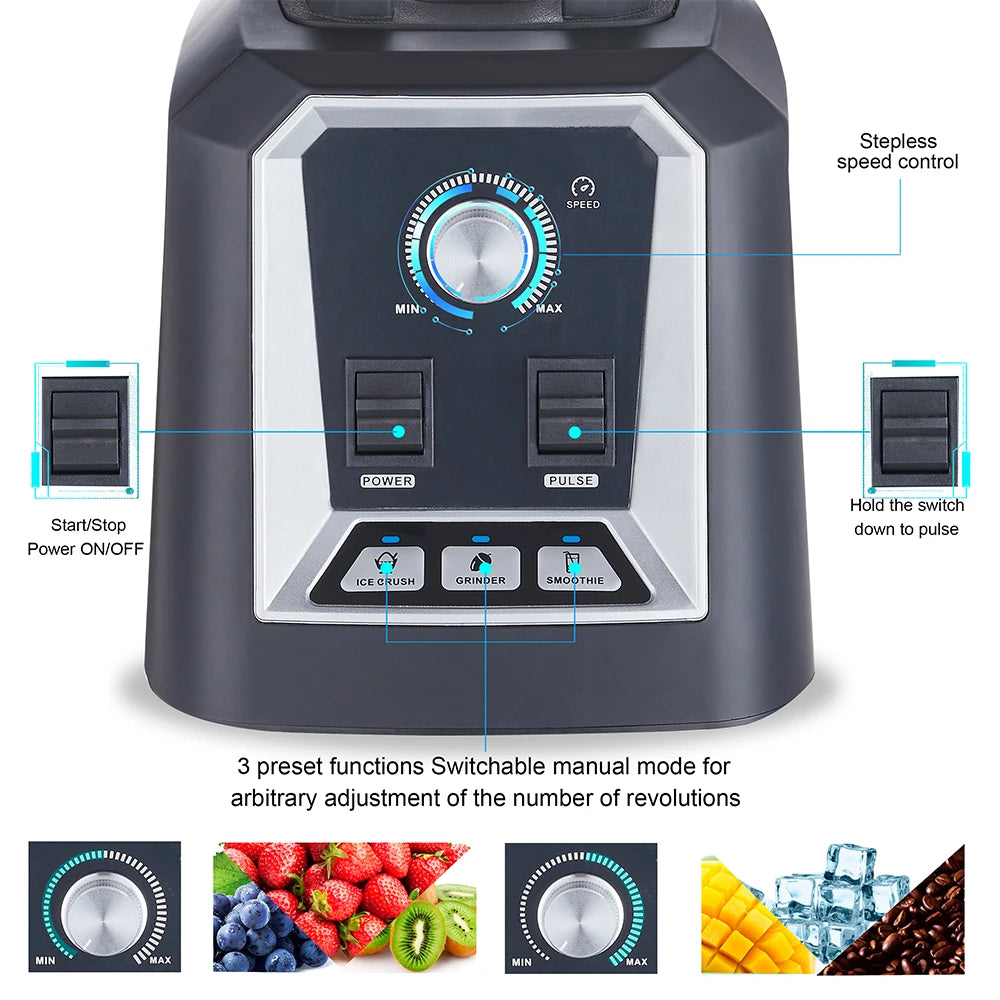 BioloMix Automatic Program Professional Kitchen Smoothie Blender BPA FREE 2L Low-profile Jar