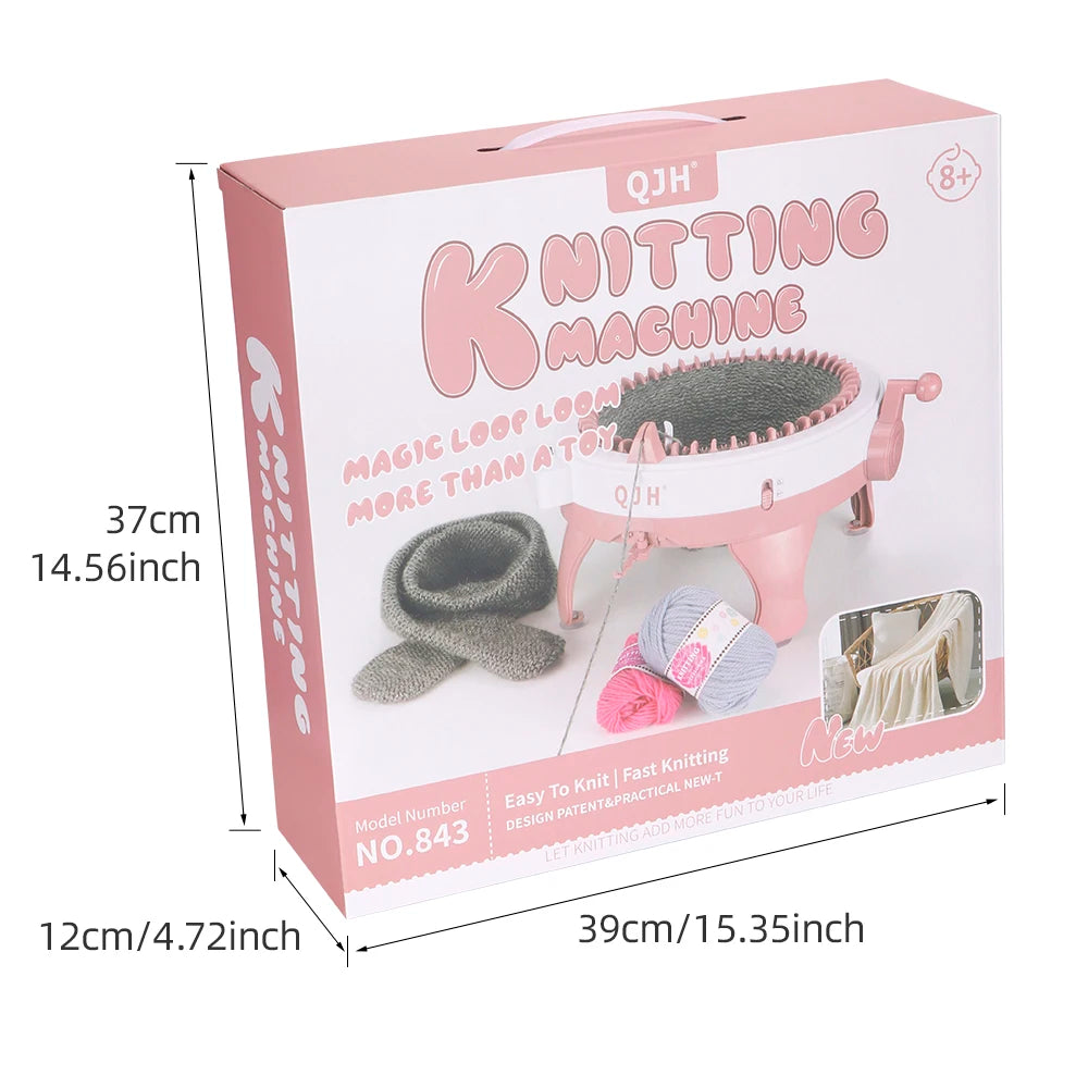 QJH 48-Needle Knitting Machine Kit Portable Easy-to-Use DIY Loom for Scarves Hats Gloves