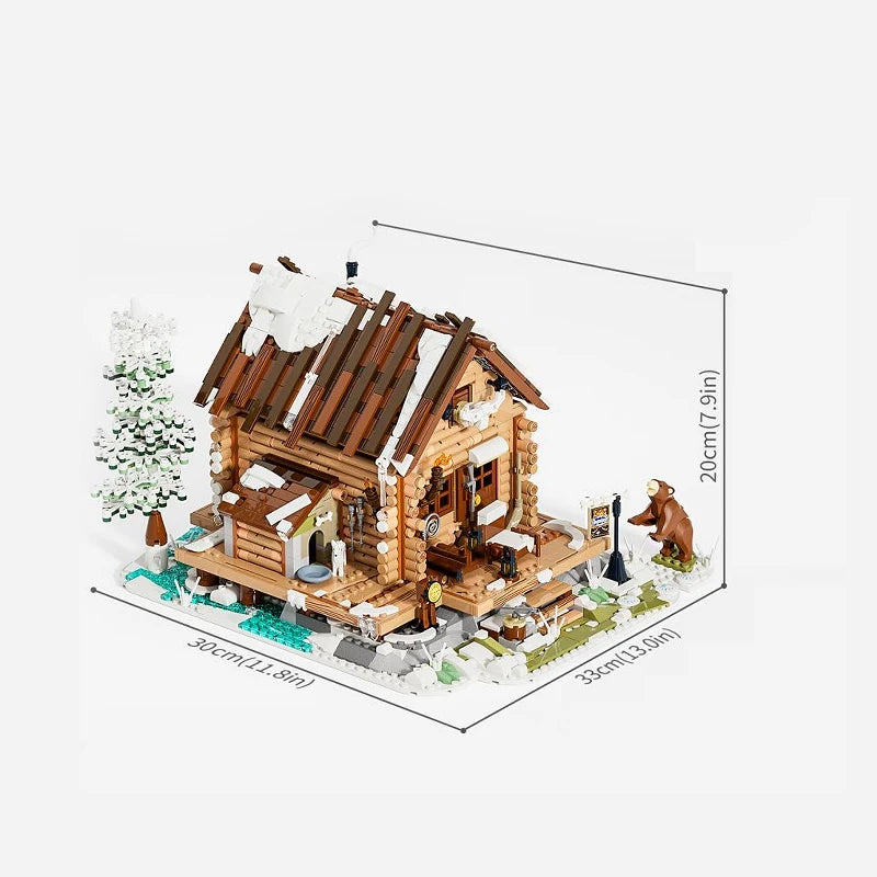 Hunting Lodge House Buildings Sets City Forest Snow-Covered Lodge With LED Model Modular Buildings Blocks Christmas Gift 2036PCS