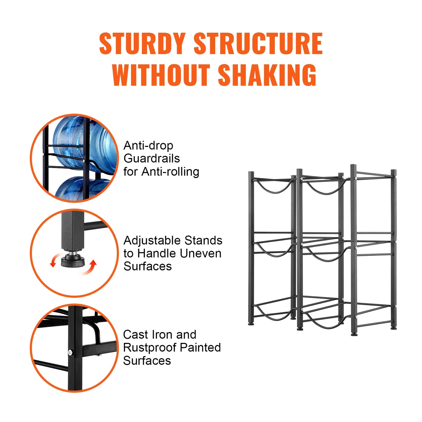 SucceBuy 3 4 5 Tiers Water Jug Holder Metal Water Bottle Holder Easy Installation for Kitchen Office Living Room