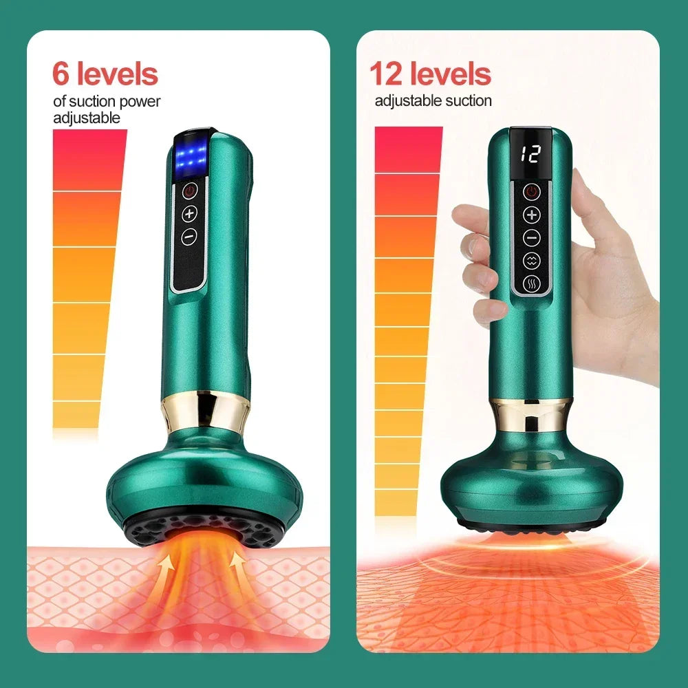 Tricolor Electric Massager Gua Sha Anti Cellulite Vacuum Suction Cup Beauty Health Scraping Infrared Heat Slimming Massage Therapy