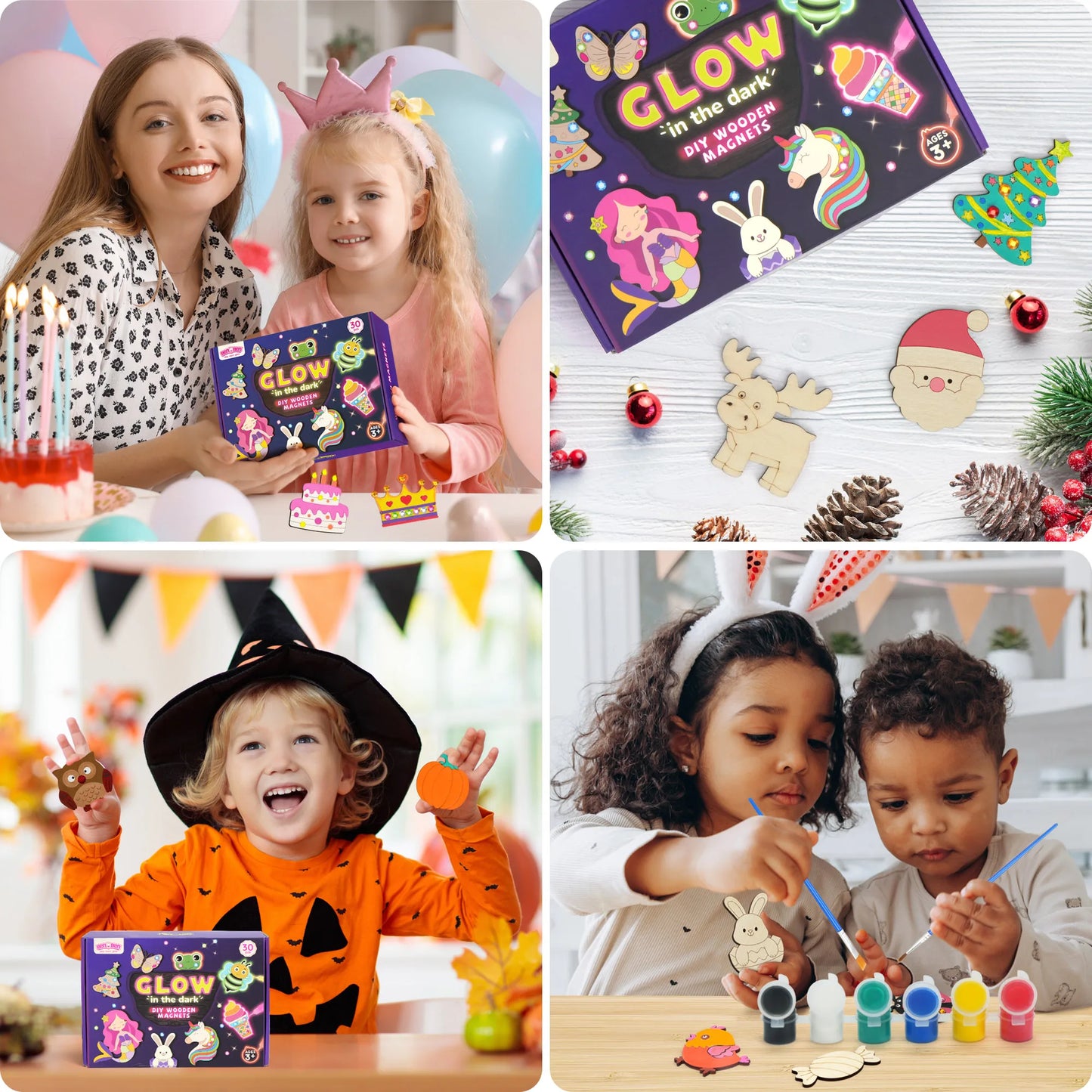 DIY Wooden Magnets Kids Craft Kit Glow In The Dark