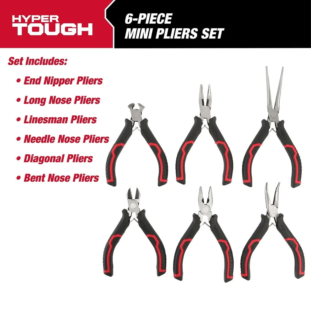 6 Piece Mini Pliers Set Precision Machined Spring Loaded Grip Ideal for Jewelry Making Crafting and DIY Projects Durable Carbon Steel Tools