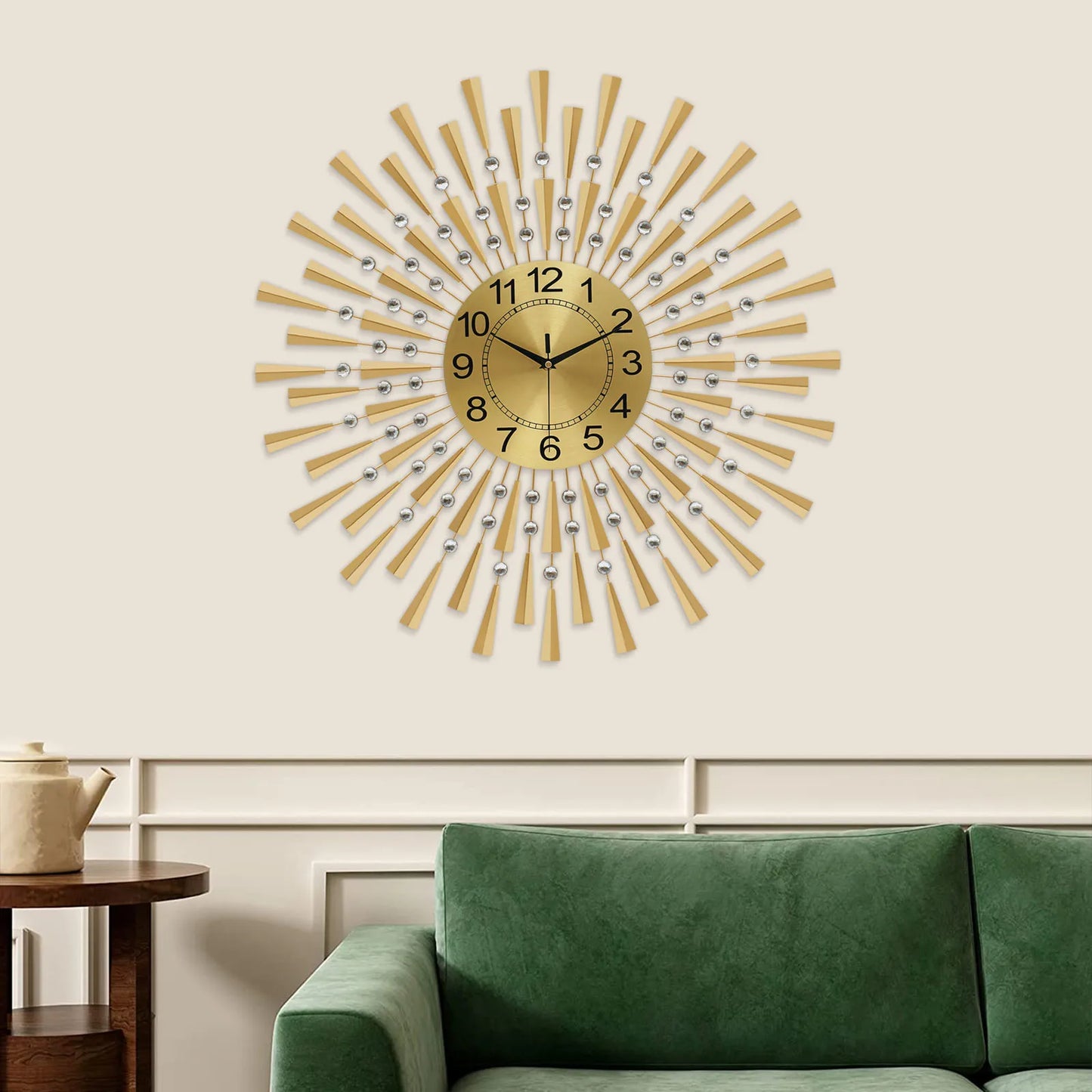 Hign-concerned Modern Gold Silent Wall Clock for Living Room