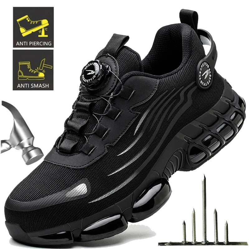 Rotating Steel Toe Safety Shoes for Men with Breathable Design