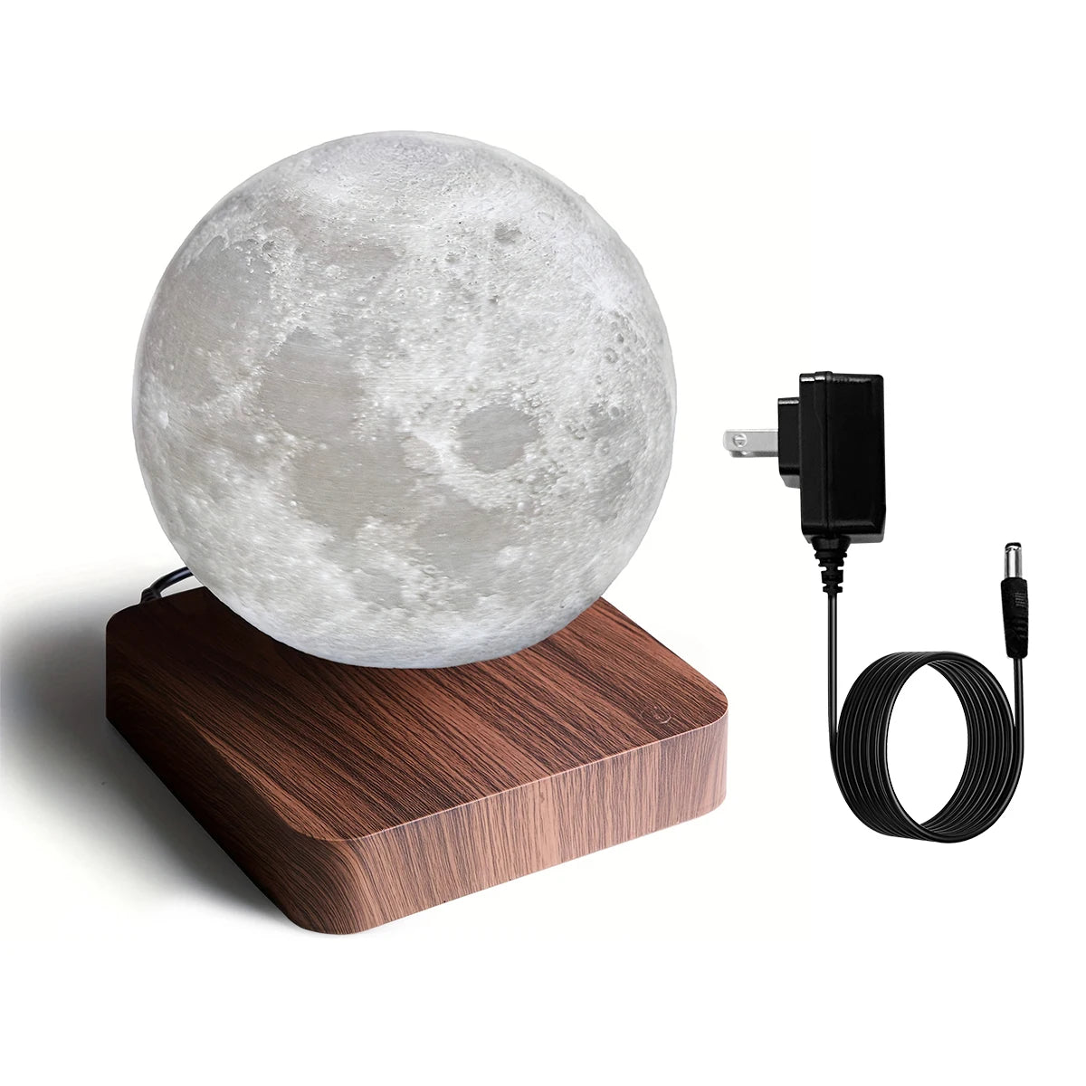 Magnetic Floating Rotating Moon Lamp with Wooden Base 3 Color Temperature LED Night Light Unique 3D Print Gift for Room