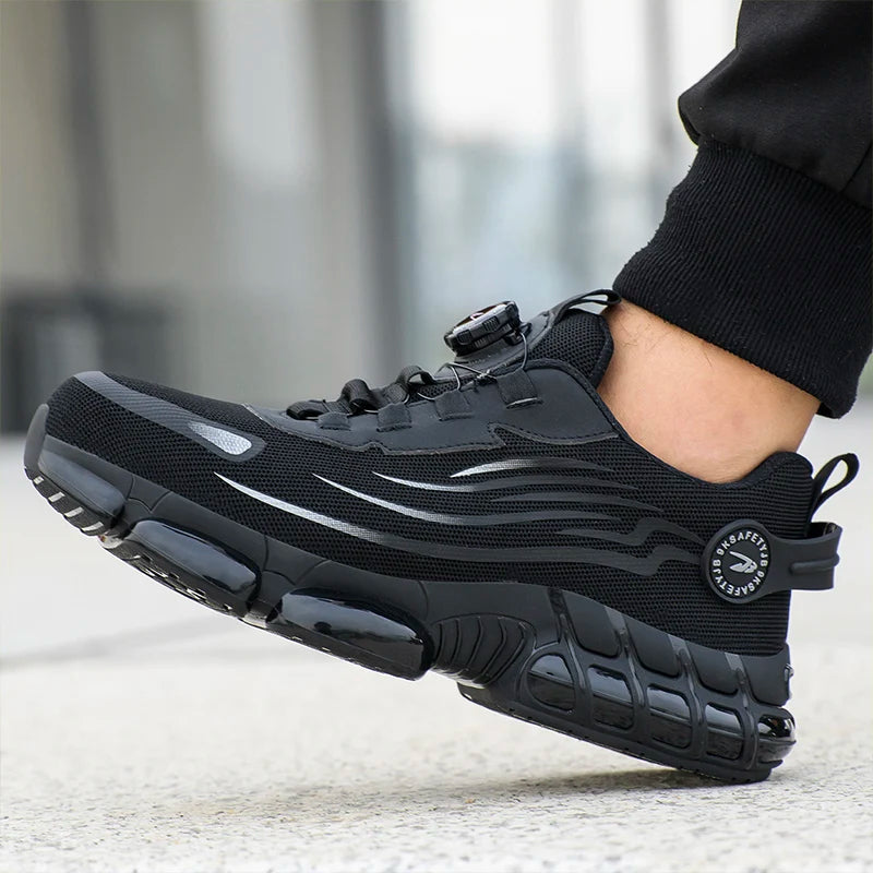 Rotating Steel Toe Safety Shoes for Men with Breathable Design
