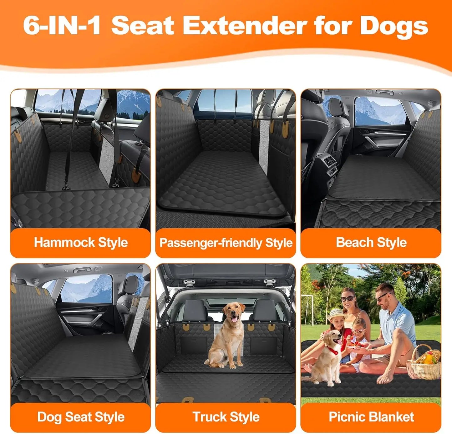 Waterproof Pet Travel Accessories Foldable Dog Car Seat Safety Hammock Trunk Mat Car Rear Back Seat Protector