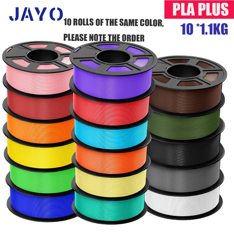 JAYO PLA Plus Filament 1.75mm 10 Rolls Set Non Toxic 3D Printing Refills Smooth No Bubbles Multiple Colors Optional
