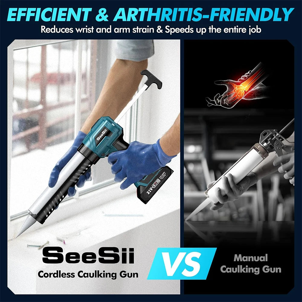 Seesii Cordless Caulking Gun 21V Battery Sealant Tool