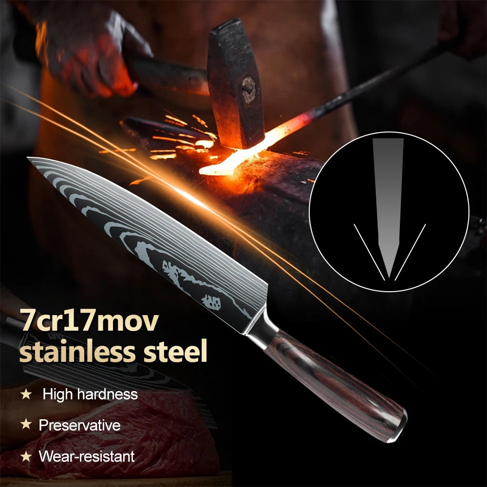 10 pcs Professional Kitchen Knife Set Stainless Steel