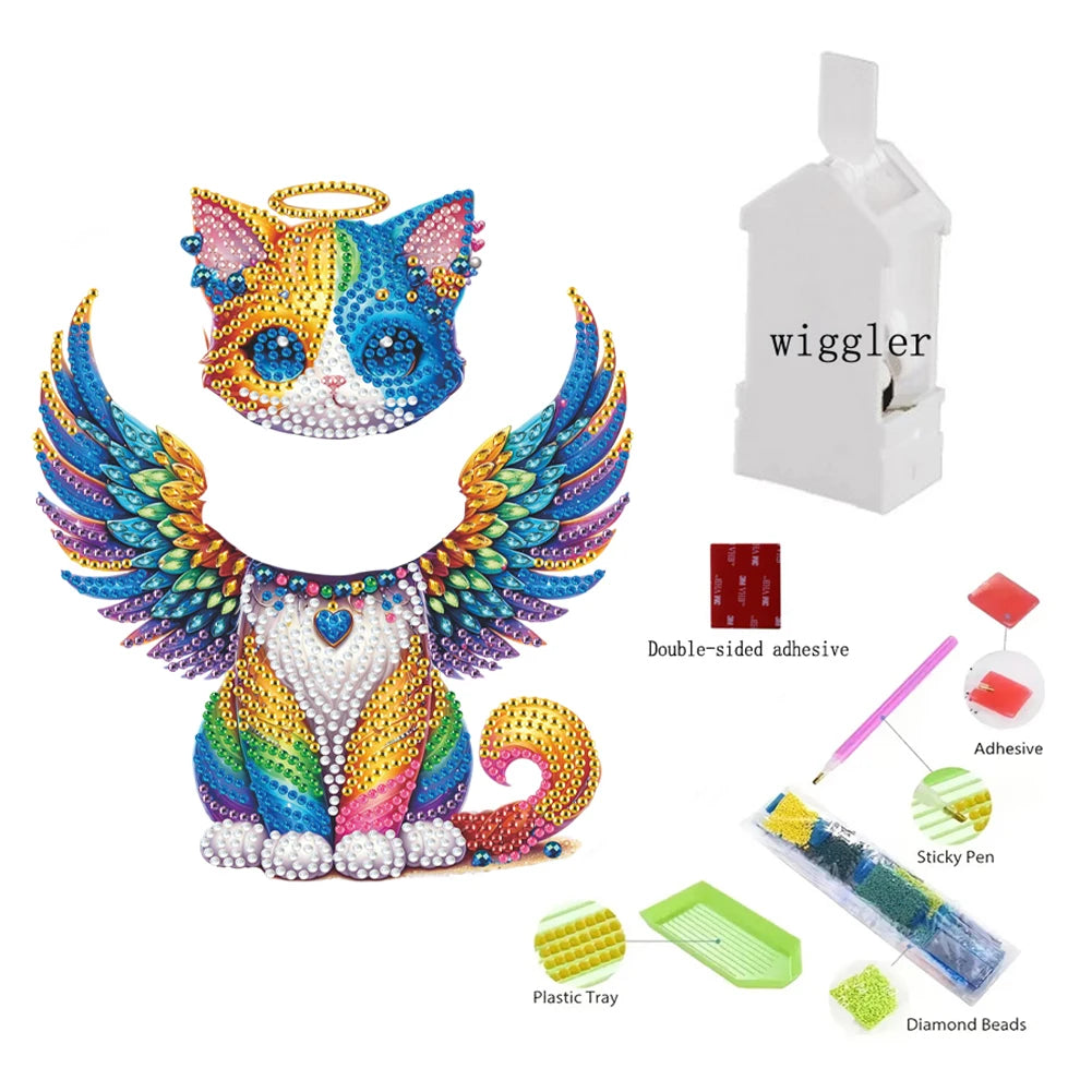 5D DIY Acrylic Animal Tabletop Ornament Diamond Painting Shake Head Cat Decoration