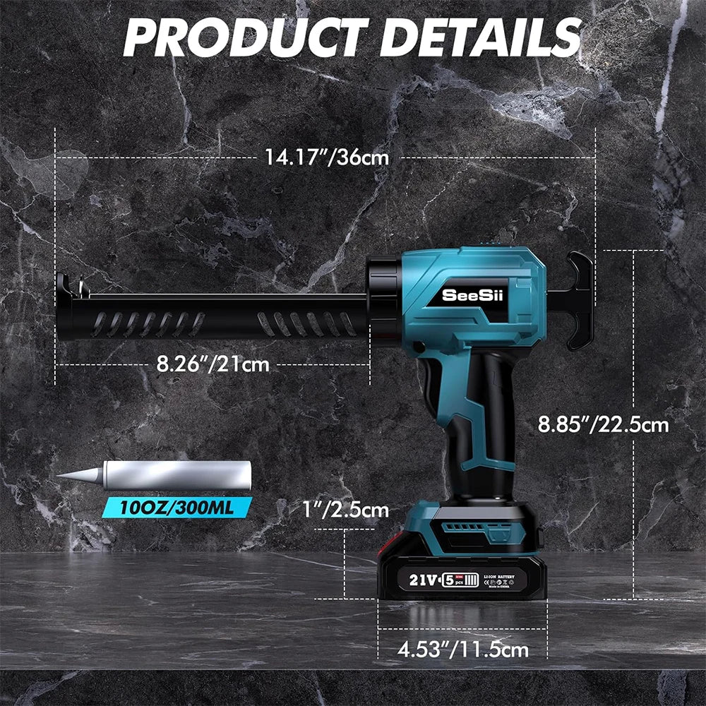 Seesii Cordless Caulking Gun 21V Battery Sealant Tool