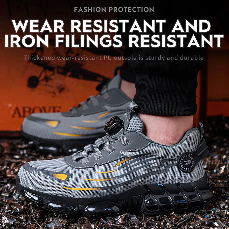 Rotating Steel Toe Safety Shoes for Men with Breathable Design