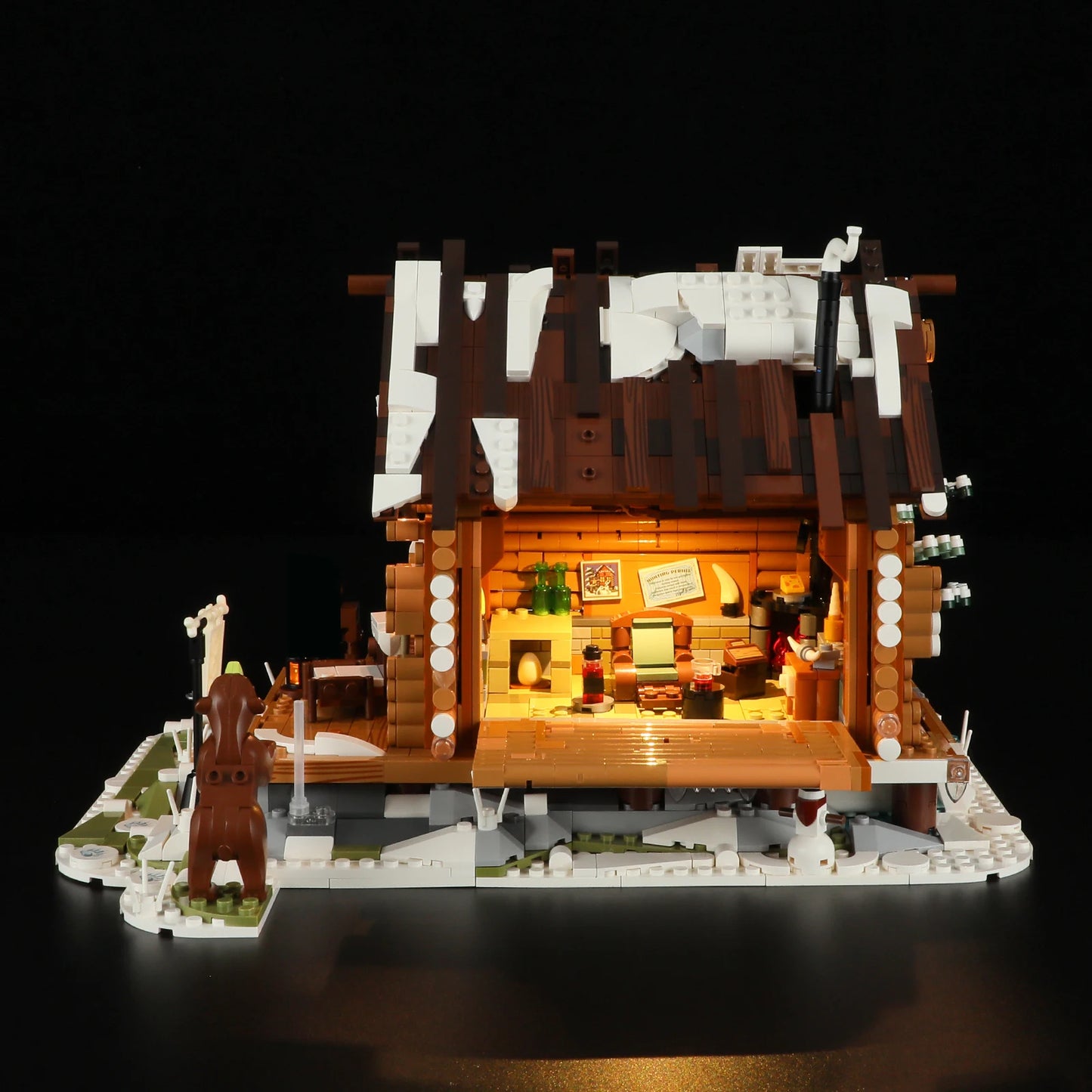 Hunting Lodge House Buildings Sets City Forest Snow-Covered Lodge With LED Model Modular Buildings Blocks Christmas Gift 2036PCS
