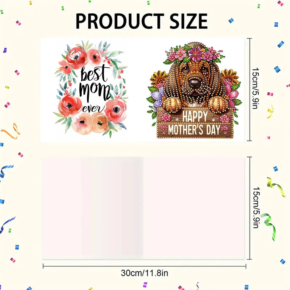 6 Pieces 5D Rhinestone Embroidery Arts Cards Kits Diamond Painting Greeting Thank You Cards for Birthday and Thanksgiving