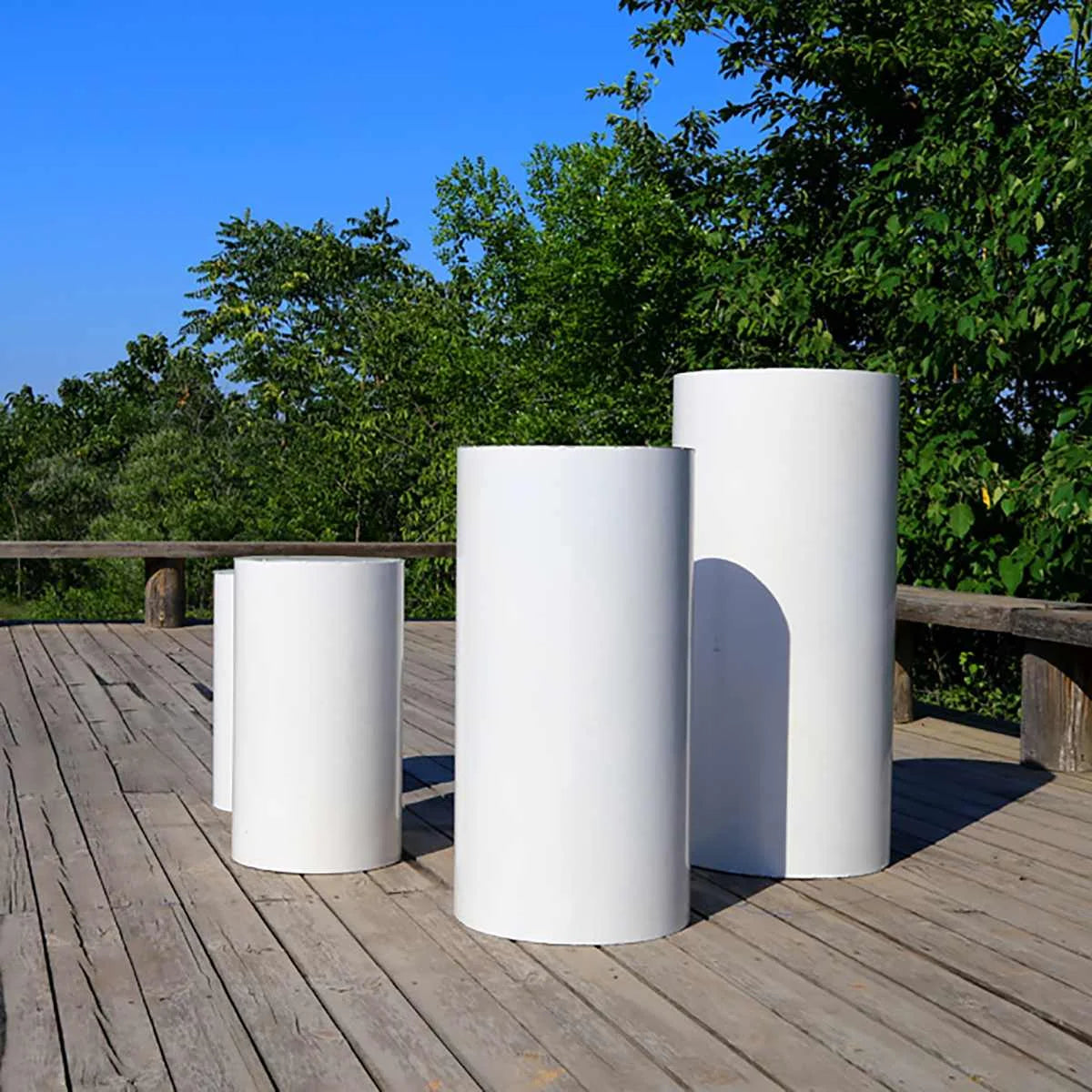 Fujian White Cylinder Pedestal Stands For Wedding Decor