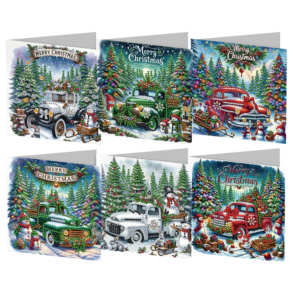 4 6 8 12PCS New 2024 Diamond Painting Greeting Cards DIY 5D Christmas Collection Festival Cards for Birthday and Christmas Gift