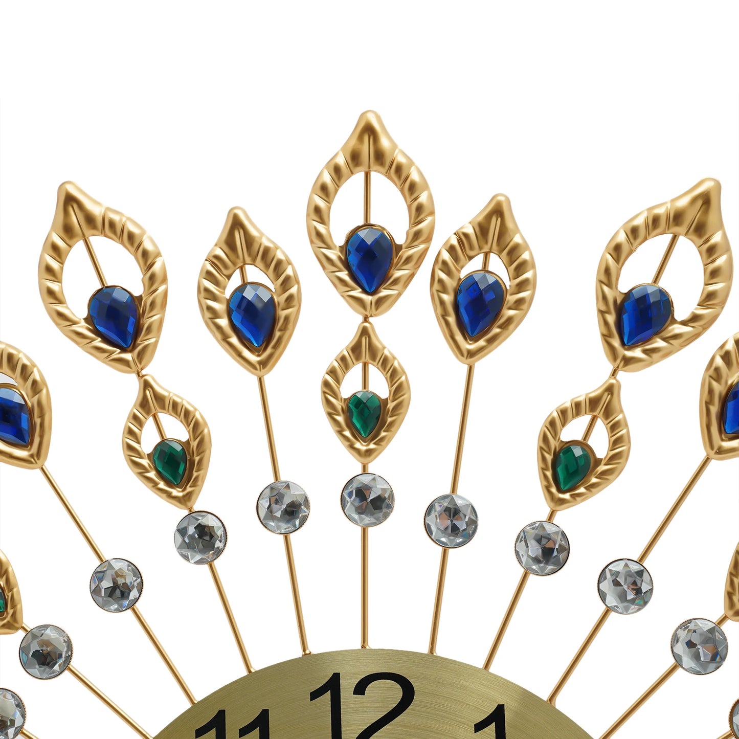 Decorative Wall Clock with Peacock Feather Design 24cm