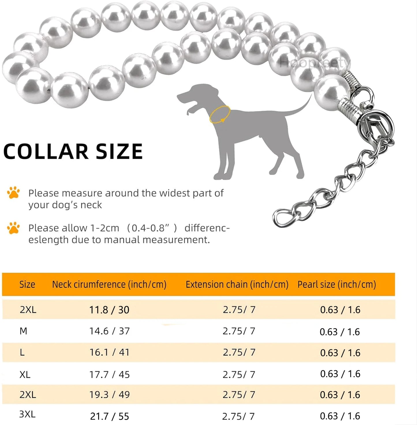 12 to 22 Inch Dog Pearl Necklace Adjustable Elegant Pet Pearl Collar Jewelry Accessories for Small Medium Large Dogs