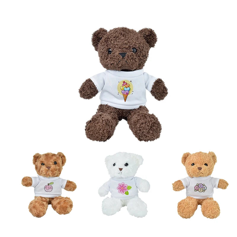 24pcs Pack New Arrival Popular Cute Sublimation White T shirt Bear Mixed Color Hu