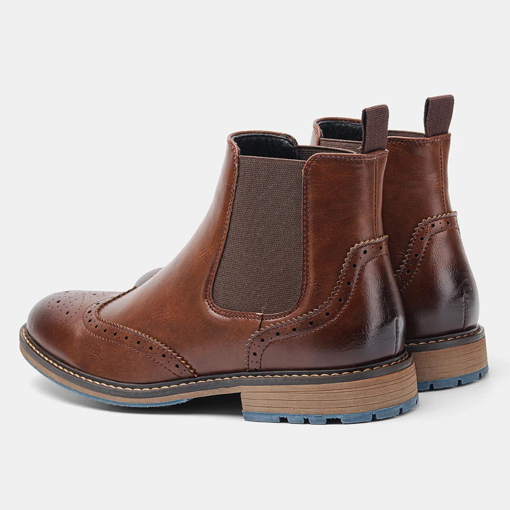 Classical Brogue Chelsea Men Boots Comfortable Fashion Leather Boots for Men