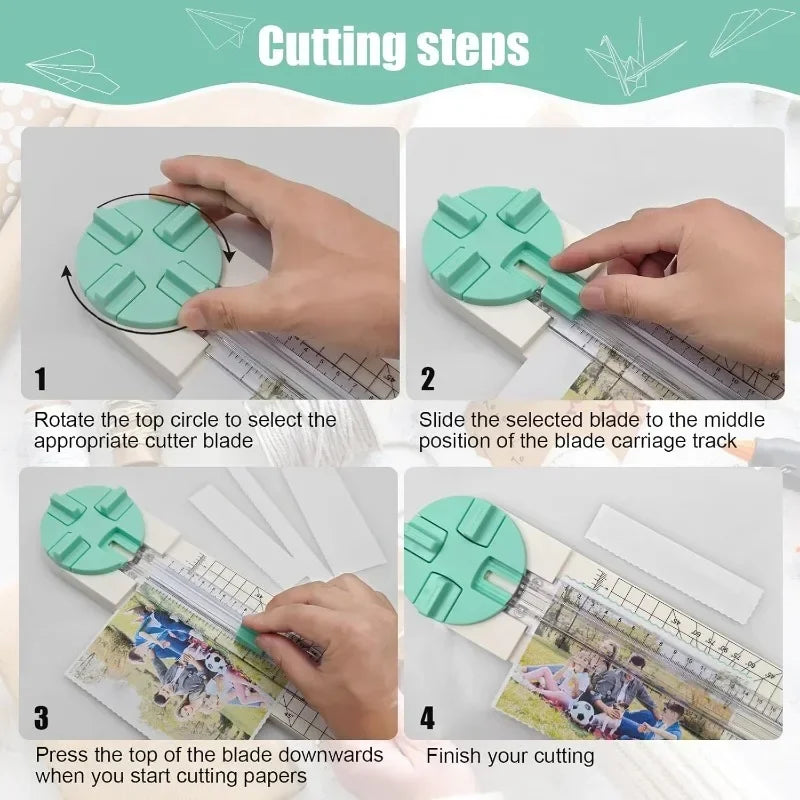 Paper Trimmer Multi Function Craft Paper Cutter with Four Styles for Scrapbooking Photos and Postcards