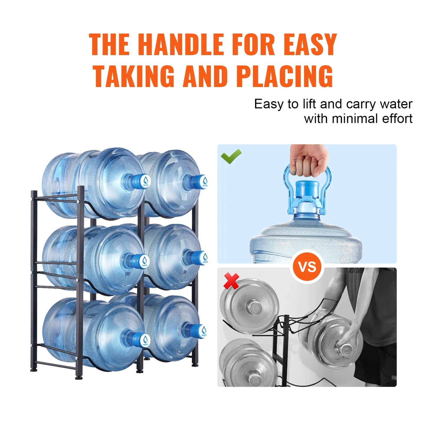 SucceBuy 3 4 5 Tiers Water Jug Holder Metal Water Bottle Holder Easy Installation for Kitchen Office Living Room