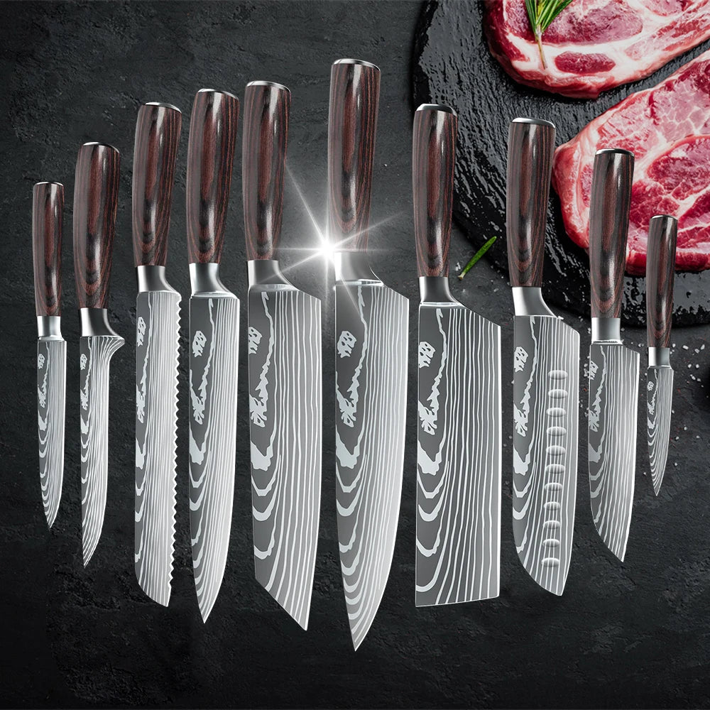 10 pcs Professional Kitchen Knife Set Stainless Steel