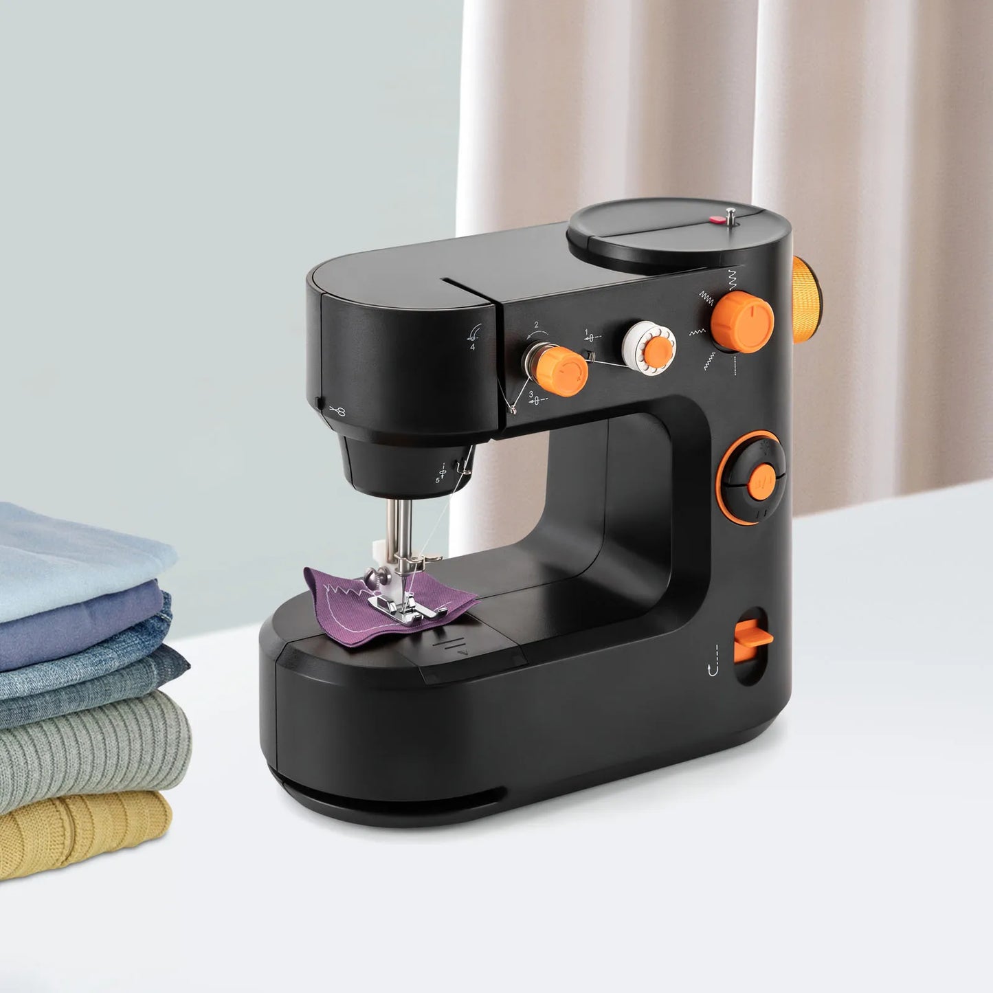 Portable Sewing Machine Electric Mini Stitch Mending Crafting LED Light 5 Stitch Application