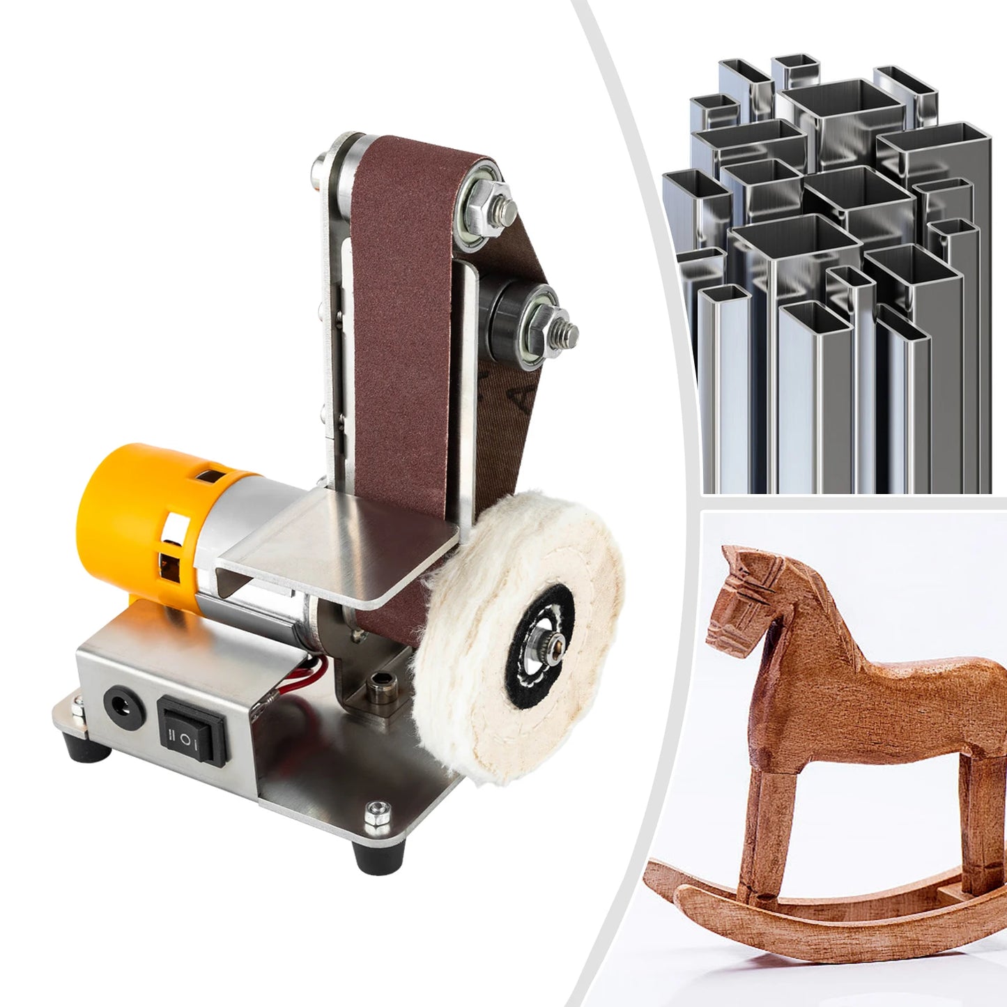 775 Motor Mini Belt Sander Electric Bench Grinder Stainless Steel Tabletop Polisher Adjustable Speed Sanding Machine