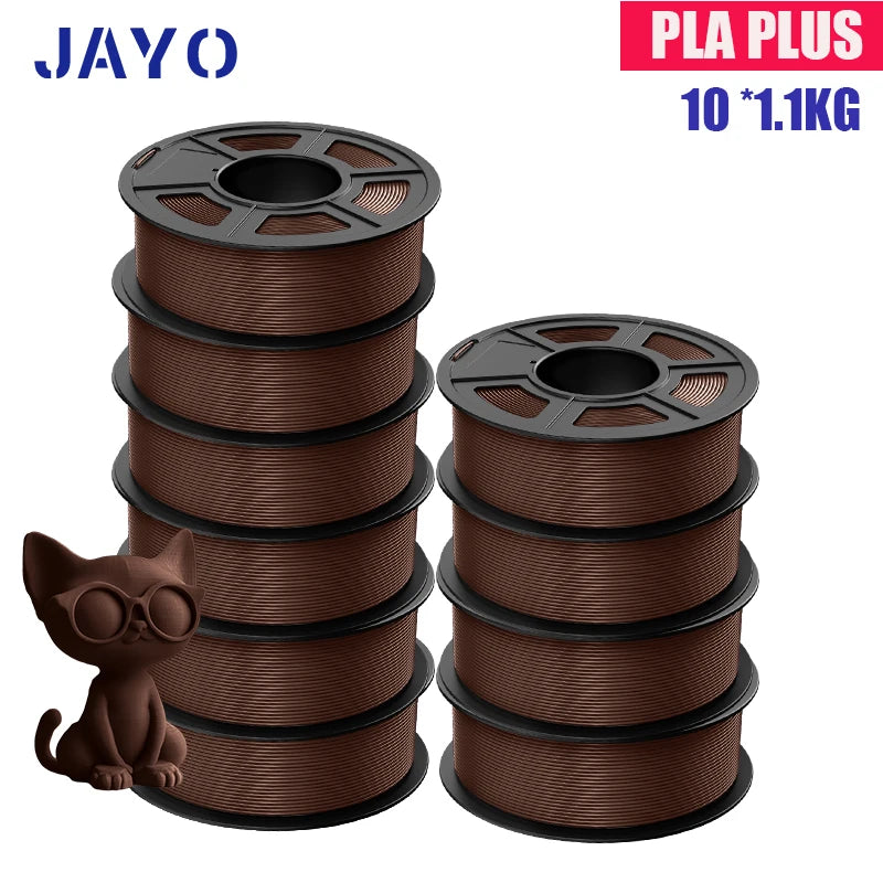 JAYO PLA Plus Filament 1.75mm 10 Rolls Set Non Toxic 3D Printing Refills Smooth No Bubbles Multiple Colors Optional
