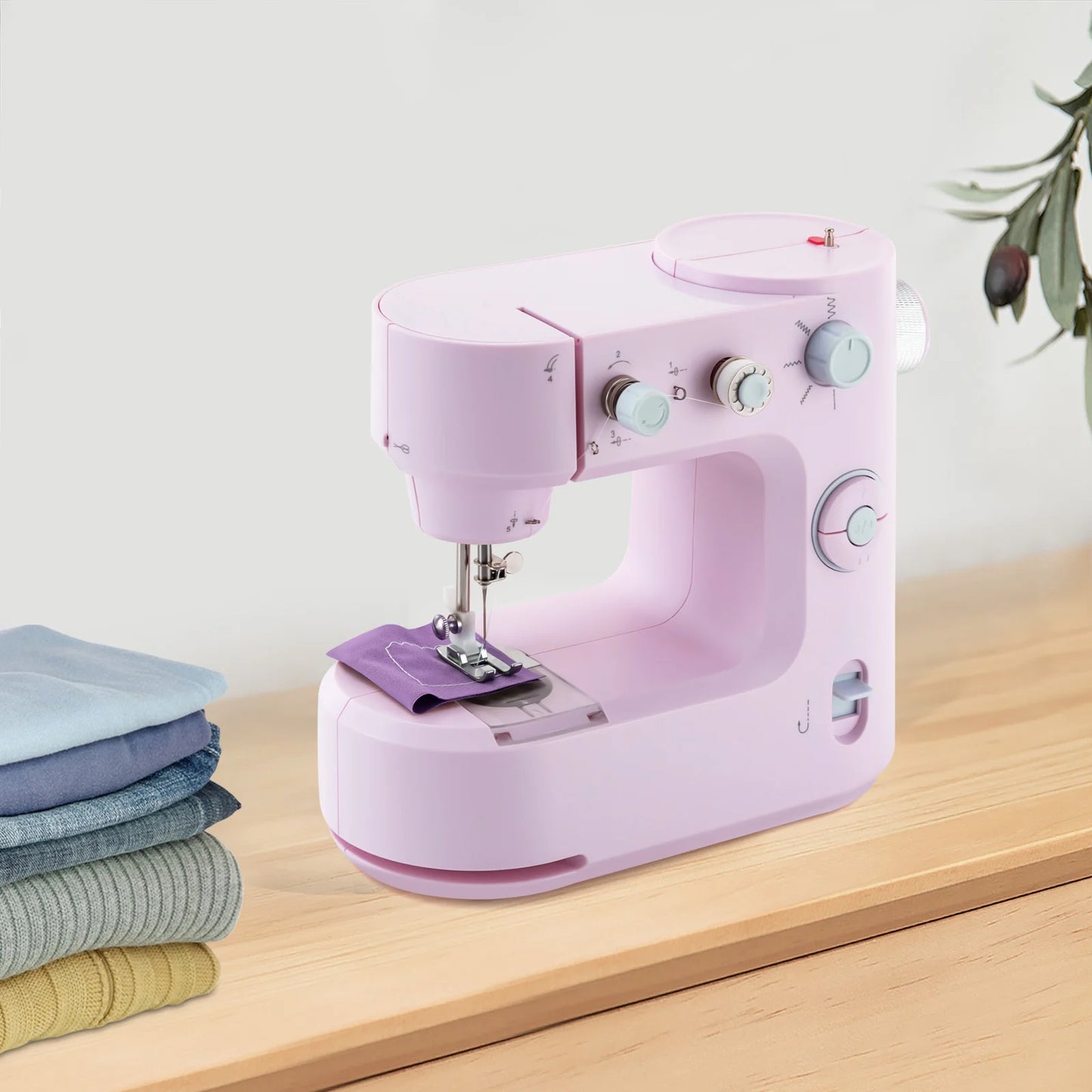 Portable Sewing Machine Electric Mini Stitch Mending Crafting LED Light 5 Stitch Application