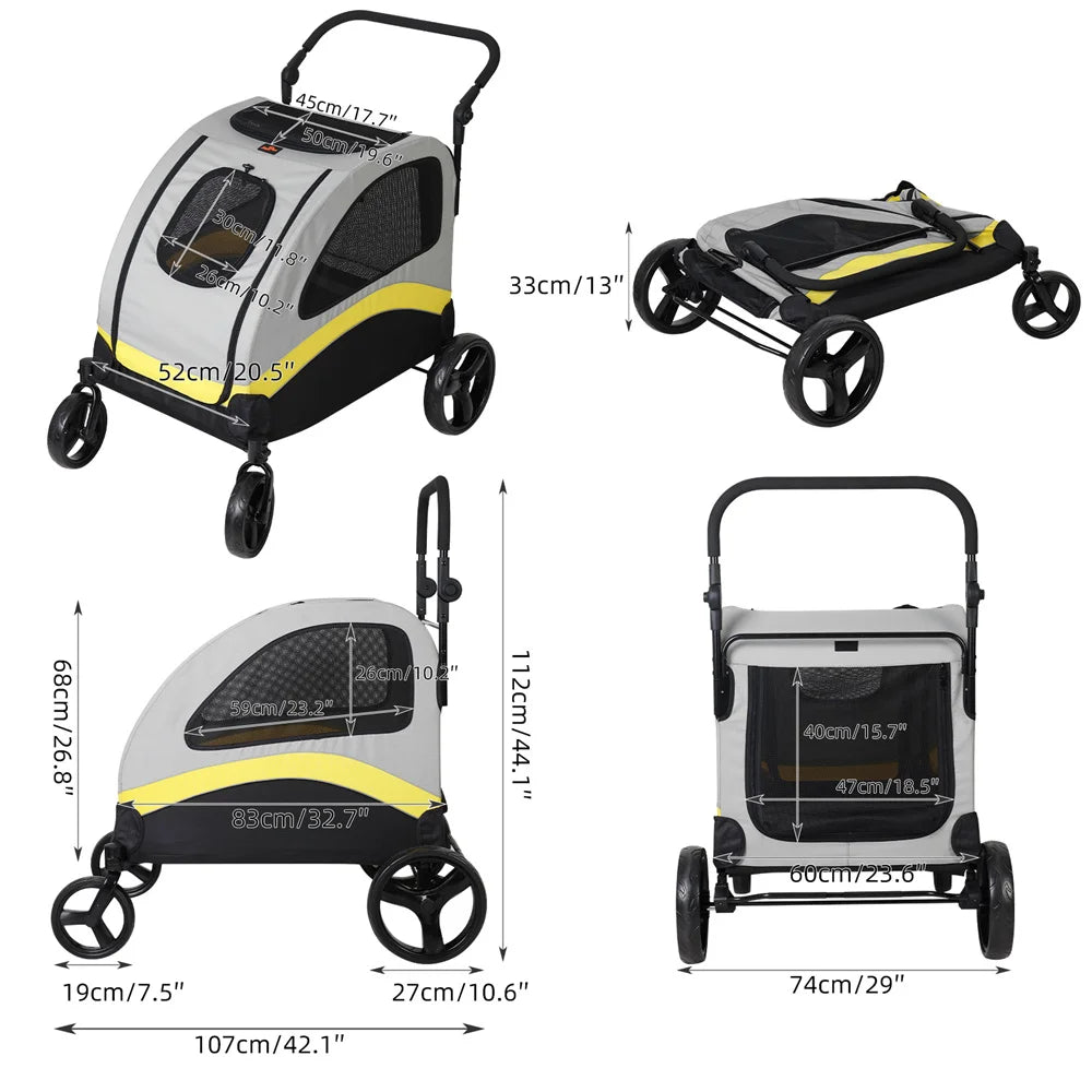 Premium Dog Stroller Pram by Breed for All Dog Sizes