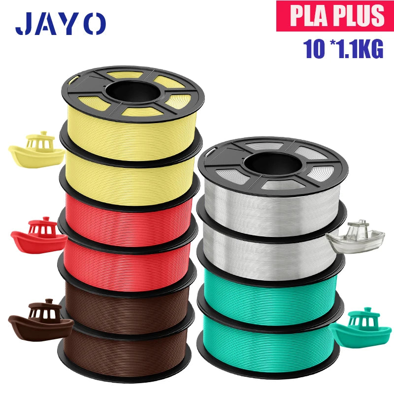 JAYO PLA Plus Filament 1.75mm 10 Rolls Set Non Toxic 3D Printing Refills Smooth No Bubbles Multiple Colors Optional